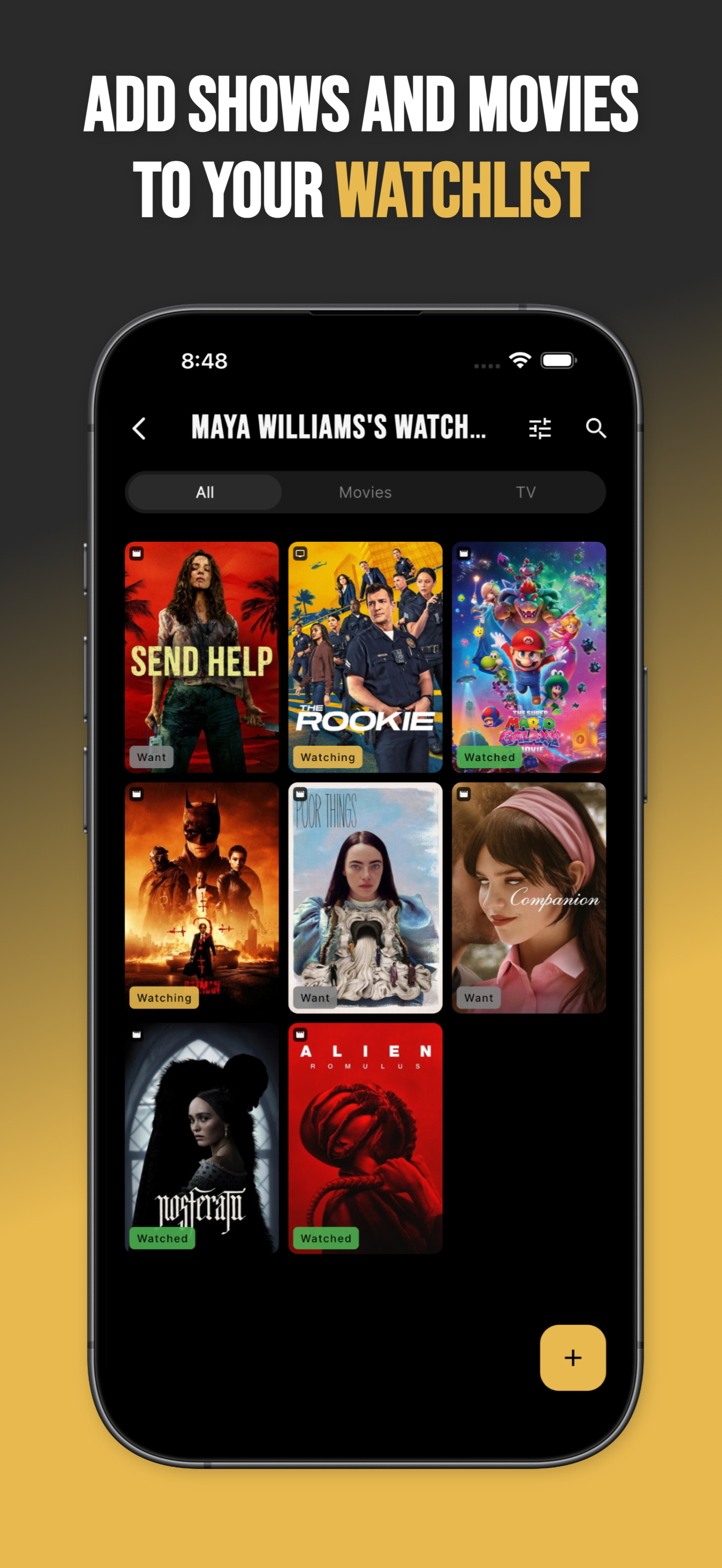 Showvie watchlist grid