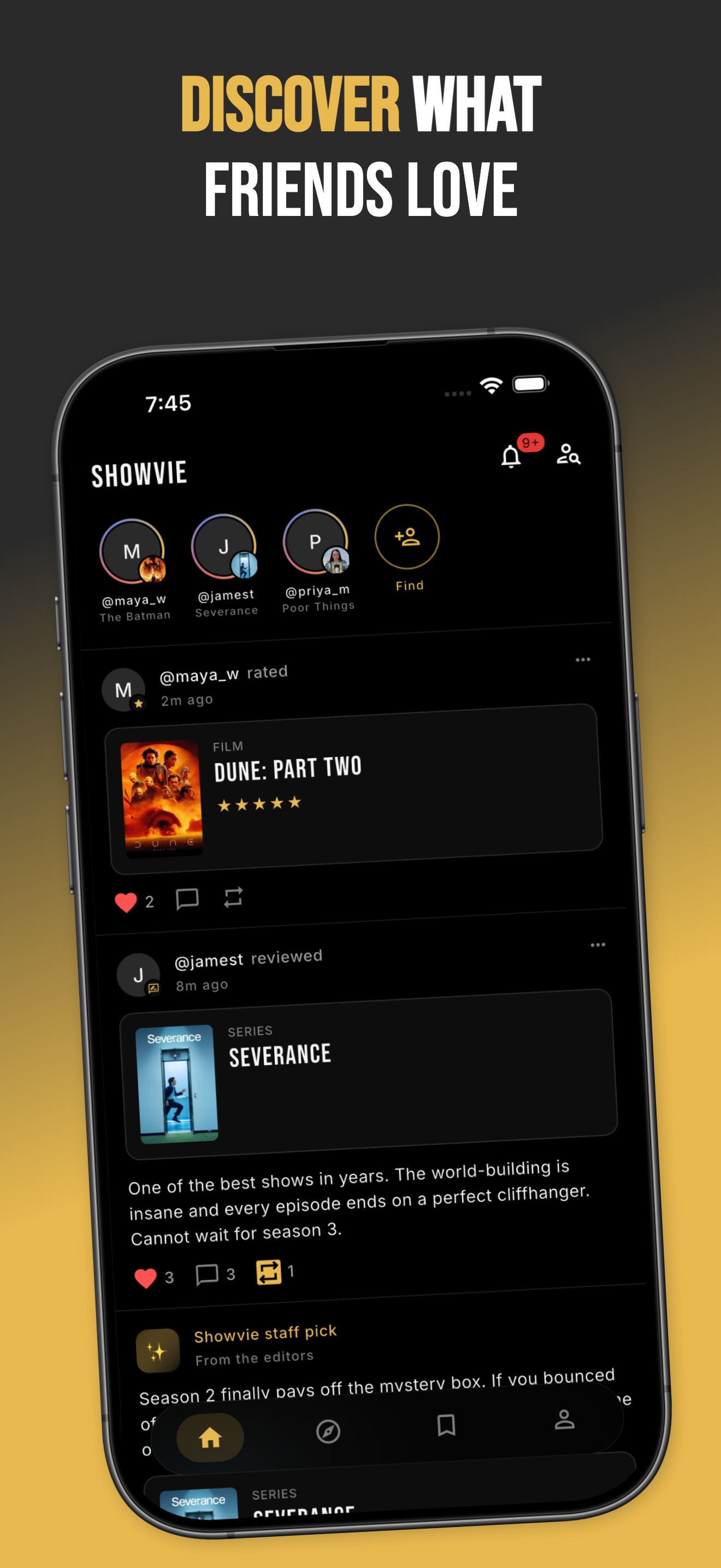Showvie social feed